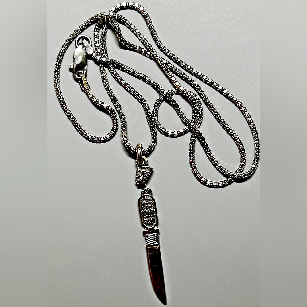 Vintage Sterling Mini Hieroglyphics Knife Pendant